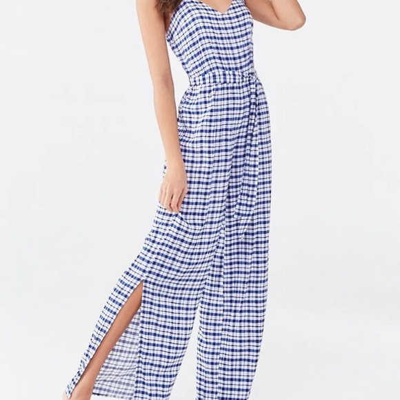 Forever 21 Pants - Forever 21 Blue and White Plaid Jumpsuit